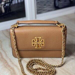 Tory Burch Britten Chain Wallet Leather Cross Body Bag Tiramissu
